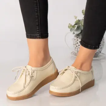 Pantofi dama casual bej piele naturala lucy imagine