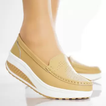 Pantofi dama casual Bej piele naturala nancy imagine
