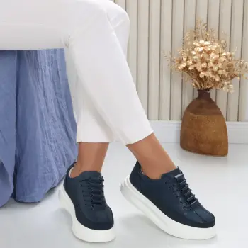 Pantofi dama casual Bleumarin din Piele Naturala Clora imagine