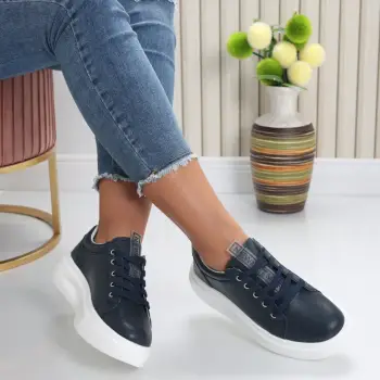 Pantofi dama casual Bleumarin din Piele Naturala Evoya imagine