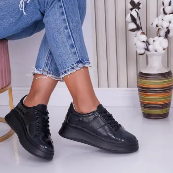 Pantofi dama casual Bleumarin din Piele Naturala Lacuita Aura imagine