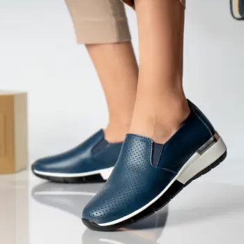 Pantofi dama casual bleumarin piele naturala ninita imagine