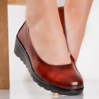 Pantofi dama casual Bordo din Piele Ecologica Asira imagine