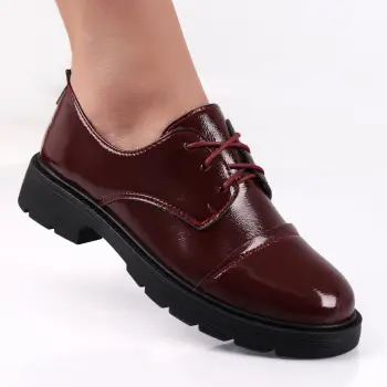 Pantofi dama casual Bordo din Piele Ecologica Lacuita Avama imagine