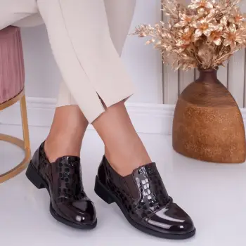 Pantofi dama casual Bordo din Piele Ecologica Lacuita Luz imagine