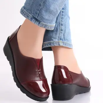 Pantofi dama casual Bordo din Piele Ecologica Rosiri imagine
