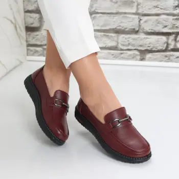 Pantofi dama casual Bordo din Piele Ecologica siham imagine