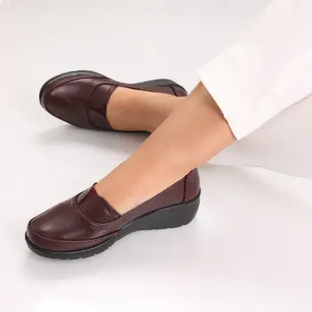 Pantofi dama casual Bordo din Piele Ecologica Watina imagine