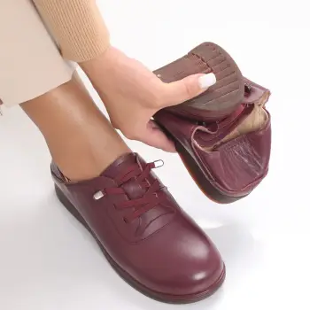Pantofi dama casual Bordo din Piele Naturala Samiana imagine