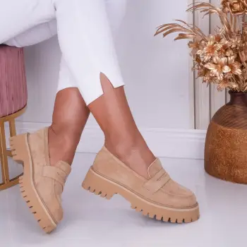 Pantofi dama casual Camel din Piele Ecologica Intoarsa Any imagine