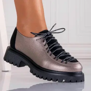 Pantofi dama casual Gri din piele ecologica Glenira imagine