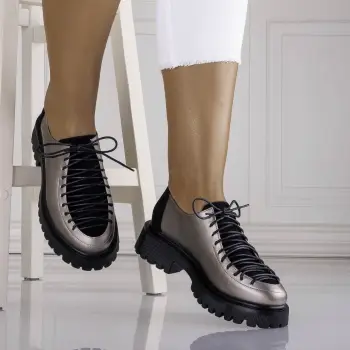 Pantofi dama casual Gri din piele ecologica Nivora imagine