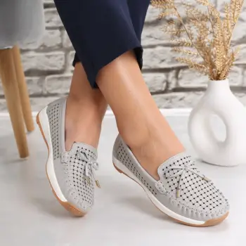 Pantofi dama casual Gri din Piele Naturala Alinca imagine