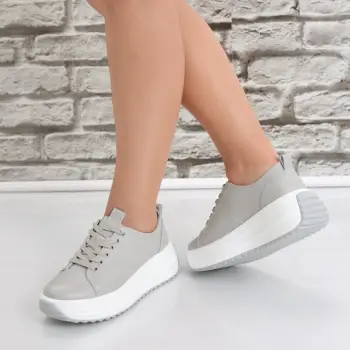 Pantofi dama casual Gri din Piele Naturala Amelsa imagine