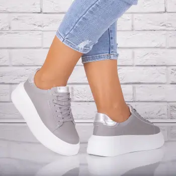 Pantofi dama casual Gri din Piele Naturala Arselia imagine