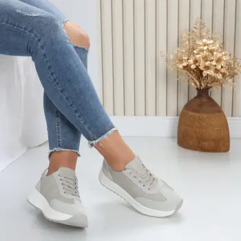 Pantofi dama casual Gri din Piele Naturala Bella imagine