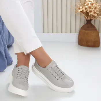 Pantofi dama casual Gri din Piele Naturala Clora imagine