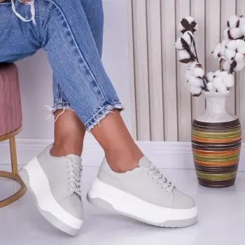 Pantofi dama casual Gri din Piele Naturala Dya imagine