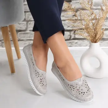 Pantofi dama casual Gri din Piele Naturala Iliana imagine