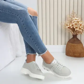 Pantofi dama casual Gri din Piele Naturala Mika imagine