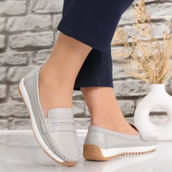 Pantofi dama casual Gri din Piele Naturala Nada imagine