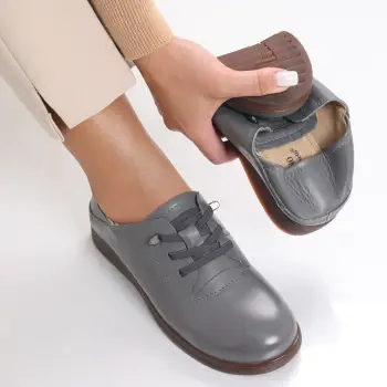 Pantofi dama casual Gri din Piele Naturala Samiana imagine