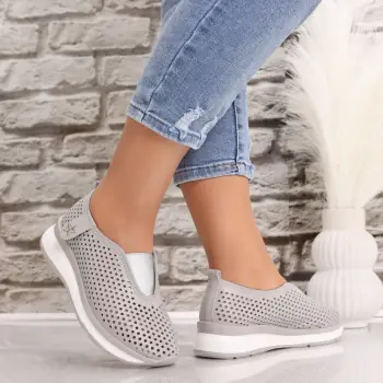 Pantofi dama casual Gri din Piele Naturala Watifa imagine