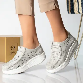 Pantofi dama casual gri piele naturala samra imagine