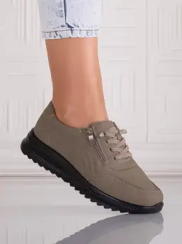 Pantofi dama Casual Kaki din Piele Ecologica Savira imagine