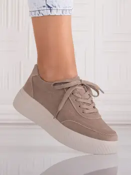 Pantofi dama casual Kaki din Piele Naturala Intoarsa Adiza imagine