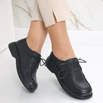 Pantofi dama casual Negre din Piele Naturala Esana imagine