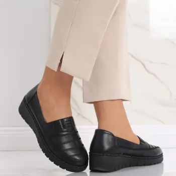 Pantofi dama casual Negri cu Maro din Piele Ecologica Rasima imagine