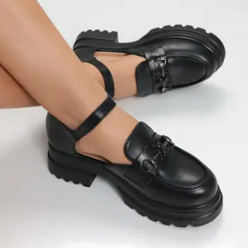 Pantofi dama Casual Negri din Piele Ecologica Aina imagine