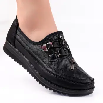 Pantofi dama casual Negri din Piele Ecologica Anetia imagine