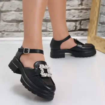 Pantofi dama Casual Negri din Piele Ecologica Aninsa imagine