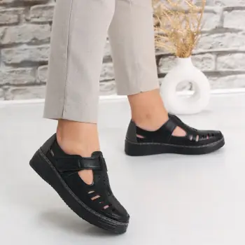Pantofi dama casual Negri din Piele Ecologica Asreva imagine