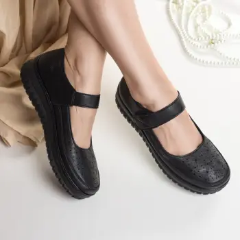 Pantofi dama casual negri din piele ecologica banvi imagine