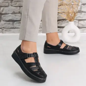 Pantofi dama casual Negri din Piele Ecologica Cataria imagine
