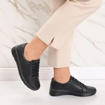 Pantofi dama casual negri din piele ecologica Christa imagine