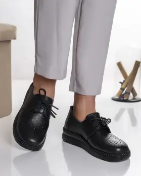 Pantofi dama casual negri din piele ecologica dalia imagine