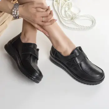Pantofi dama casual negri din piele ecologica dora imagine