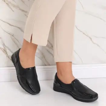 Pantofi dama casual negri din piele ecologica Elsa imagine