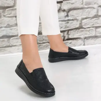 Pantofi dama casual Negri din Piele Ecologica Hudiana imagine