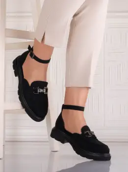 Pantofi dama casual Negri din Piele Ecologica Intoarsa Adiria imagine