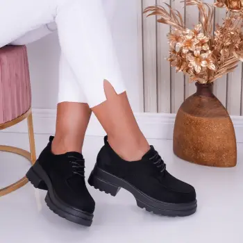 Pantofi dama casual Negri din Piele Ecologica Intoarsa Jola imagine