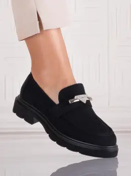 Pantofi dama casual Negri din Piele Ecologica Intoarsa Sudera imagine