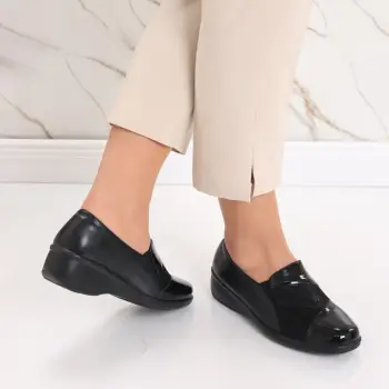 Pantofi dama casual negri din piele ecologica Jess imagine