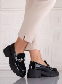Pantofi dama casual Negri din Piele Ecologica Lacuita Catilea imagine