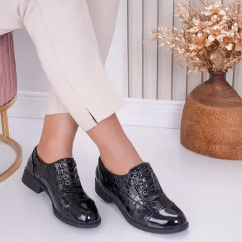 Pantofi dama casual Negri din Piele Ecologica Lacuita Naty imagine