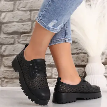 Pantofi dama casual Negri din Piele Ecologica Lusina imagine